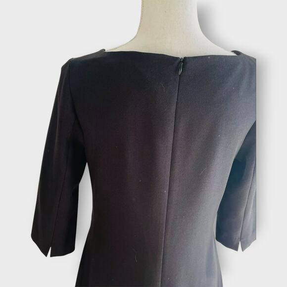 MM Lafleur Alexandra Dress V Neck A Line Black 3/4 Sleeve Stretch Knee Length 8 - Picture 5 of 10